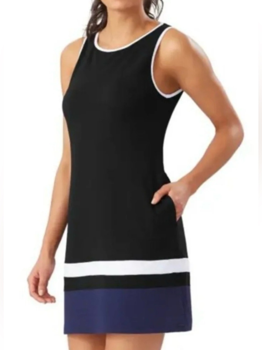 Tommy‎ Bahama Women's Colorblock Sleeveless Shift Dress Black Navy Size Small